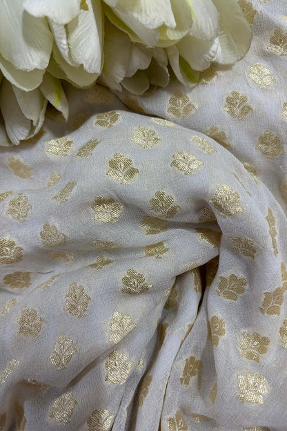 Dyeable Banarasi Pure Georgette Fabric ( 1 Mtr ) - Luxurion World
