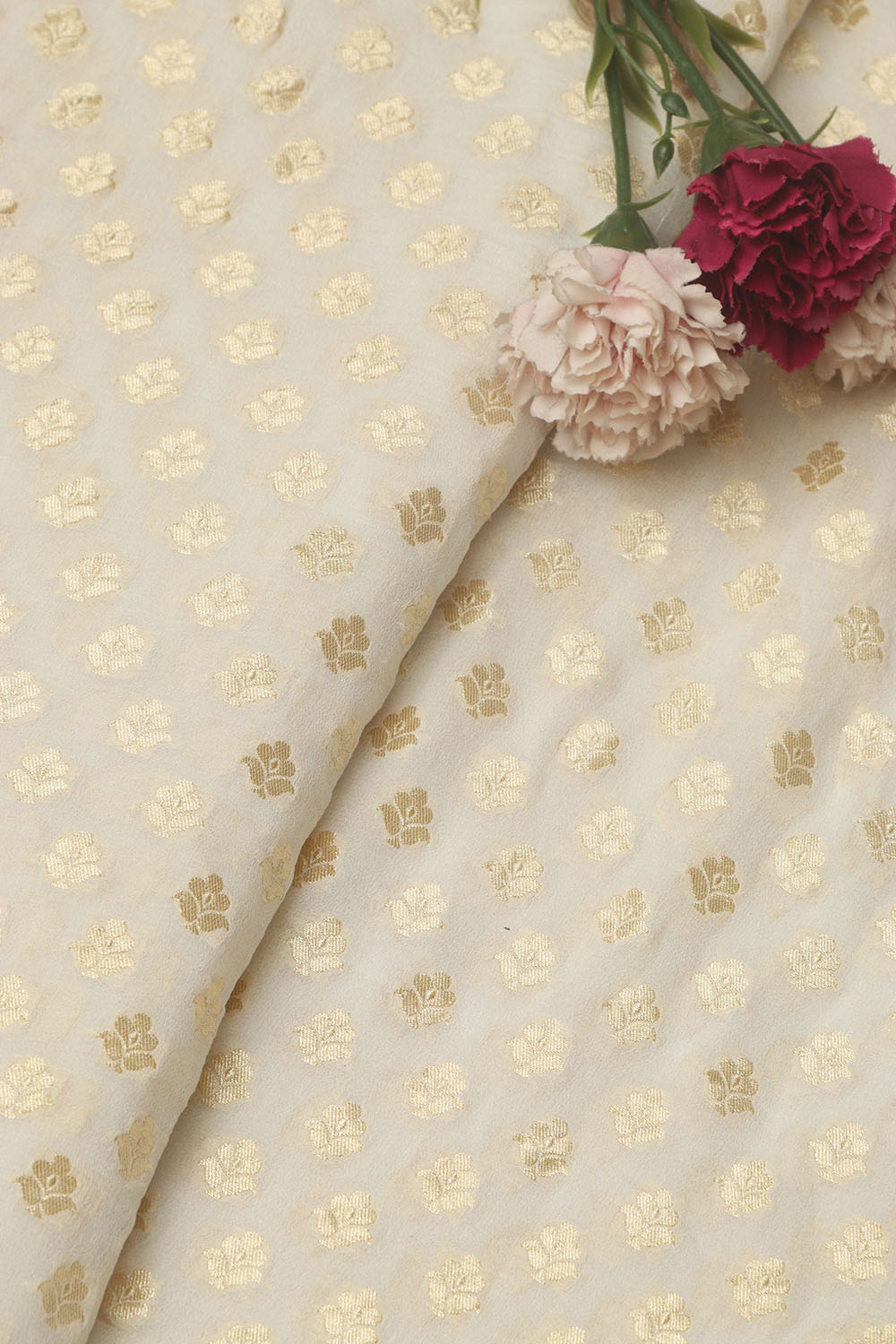 Dyeable Banarasi Pure Georgette Fabric ( 1 Mtr ) - Luxurion World