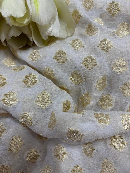 Dyeable Banarasi Pure Georgette Fabric ( 1 Mtr ) - Luxurion World