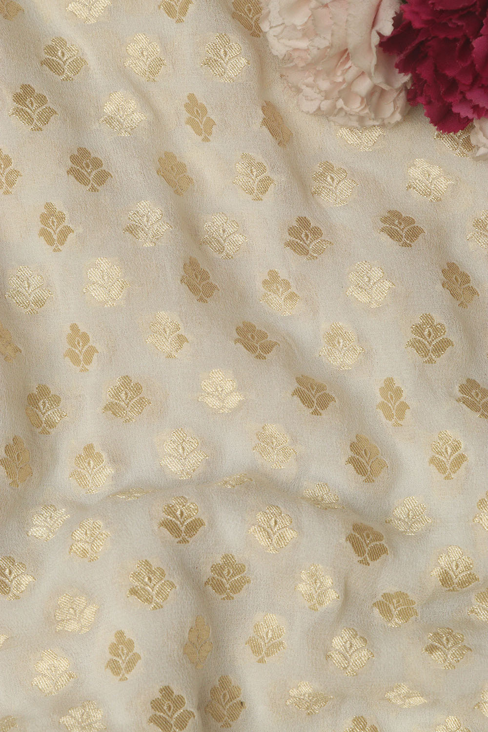 Dyeable Banarasi Pure Georgette Fabric ( 1 Mtr ) - Luxurion World