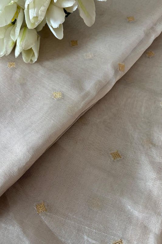 Dyeable Banarasi Pure Tissue Silk Booti Design Fabric ( 1 Mtr ) - Luxurion World