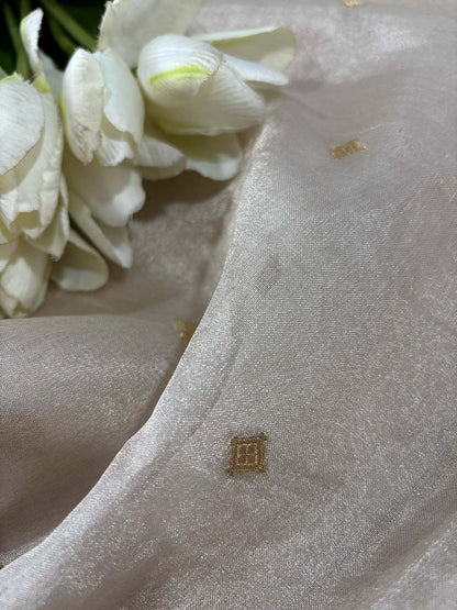 Dyeable Banarasi Pure Tissue Silk Booti Design Fabric ( 1 Mtr ) - Luxurion World