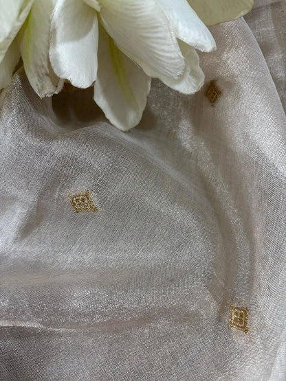 Dyeable Banarasi Pure Tissue Silk Booti Design Fabric ( 1 Mtr ) - Luxurion World