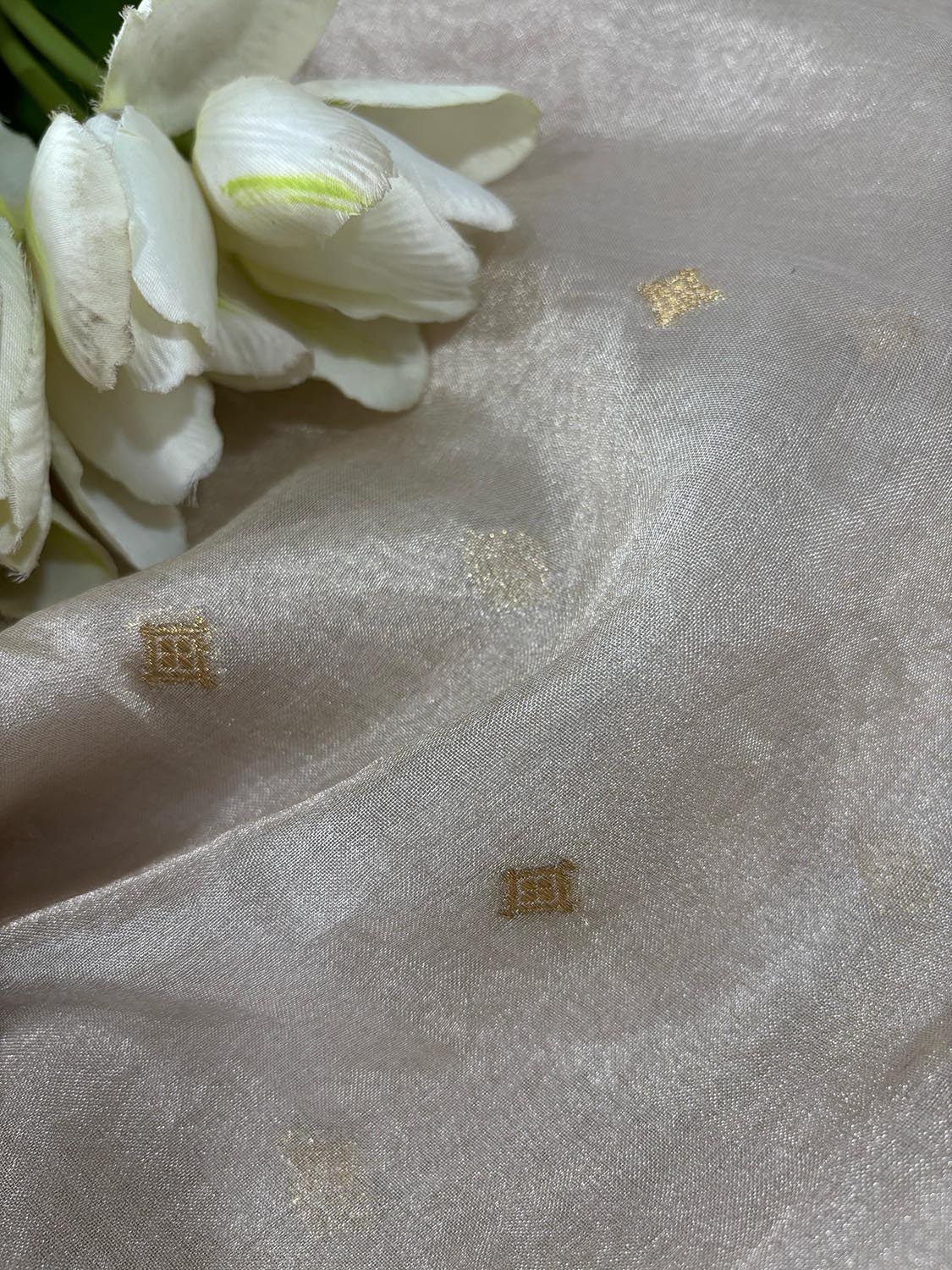 Dyeable Banarasi Pure Tissue Silk Booti Design Fabric ( 1 Mtr ) - Luxurion World