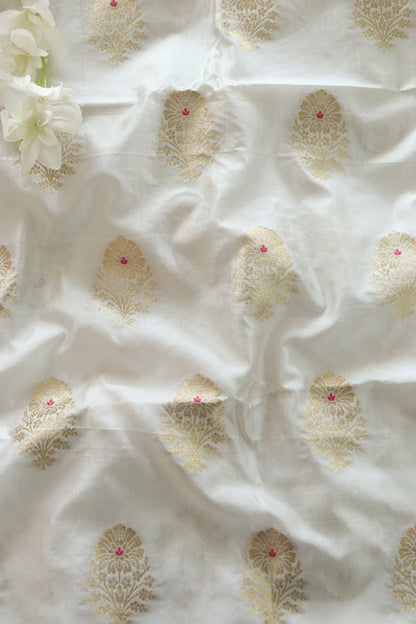 Dyeable Banarasi Handloom Pure Katan Silk Fabric ( 1 Mtr ) - Luxurion World