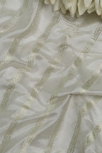 Dyeable Banarasi Handloom Pure Silk Stripe Design Fabric ( 1 Mtr ) - Luxurion World