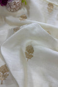 Dyeable Banarasi Handloom Chiniya Silk Flower Design Fabric ( 1 Mtr ) - Luxurion World