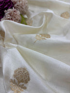 Dyeable Banarasi Handloom Chiniya Silk Flower Design Fabric ( 1 Mtr ) - Luxurion World