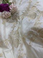 Dyeable Banarasi Handloom Chiniya Silk Jaal Work Design Fabric ( 1 Mtr ) - Luxurion World