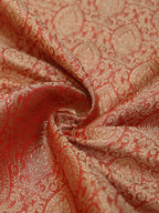 Exquisite Red Banarasi Brocade Silk Fabric for Elegant Attire ( 1 Mtr ) - Luxurion World