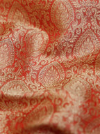 Exquisite Red Banarasi Brocade Silk Fabric for Elegant Attire ( 1 Mtr ) - Luxurion World
