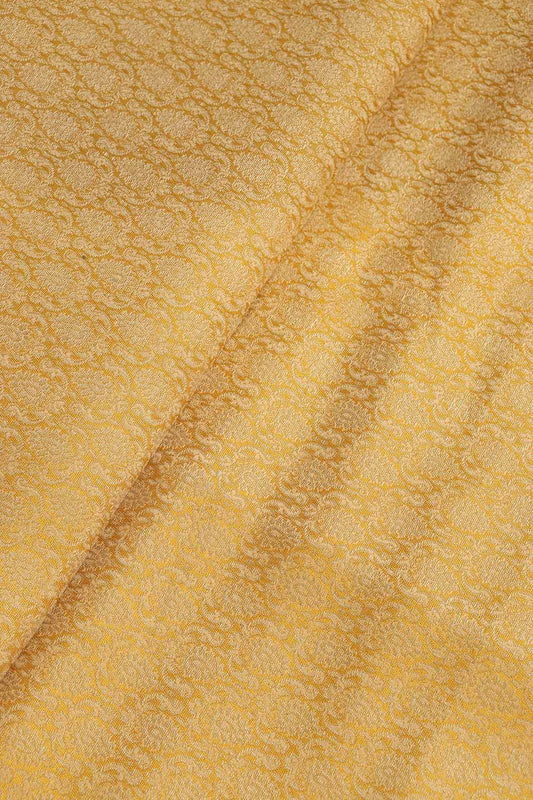 Golden Banarasi Brocade Silk Fabric ( 1 Mtr ) - Luxurion World