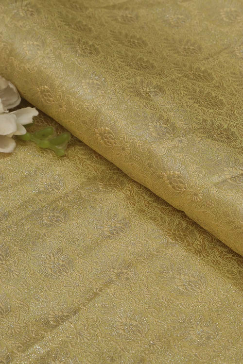 Green Banarasi Brocade Silk Fabric - 1 Mtr - Luxurion World