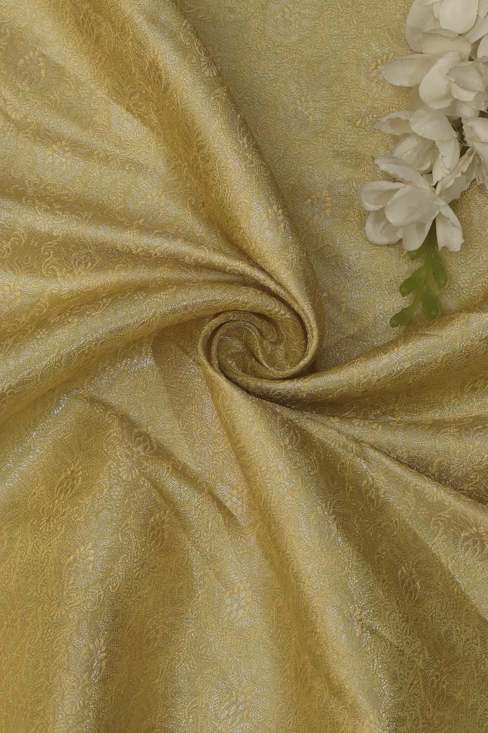 Green Banarasi Brocade Silk Fabric - 1 Mtr - Luxurion World