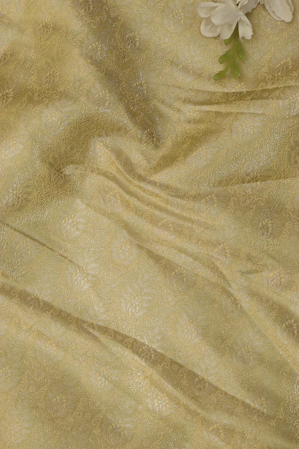 Green Banarasi Brocade Silk Fabric - 1 Mtr - Luxurion World