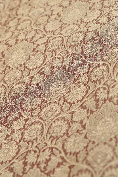 Maroon Banarasi Brocade Silk Fabric ( 1 Mtr ) - Luxurion World
