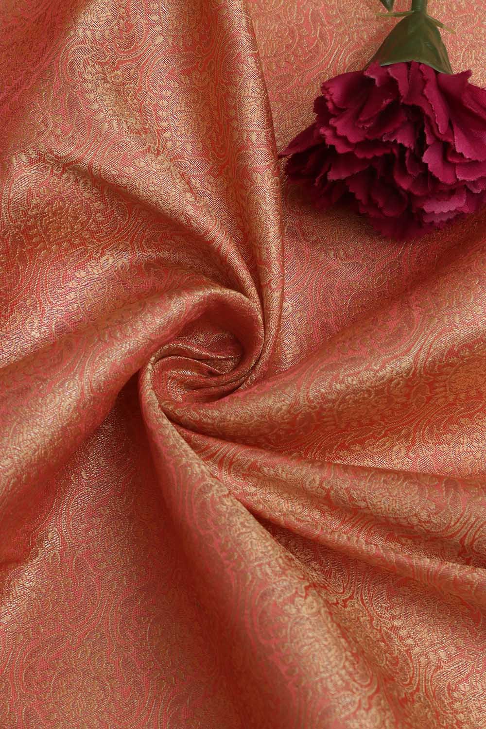 Stunning Pink Banarasi Brocade Silk Fabric - 1 Mtr - Luxurion World