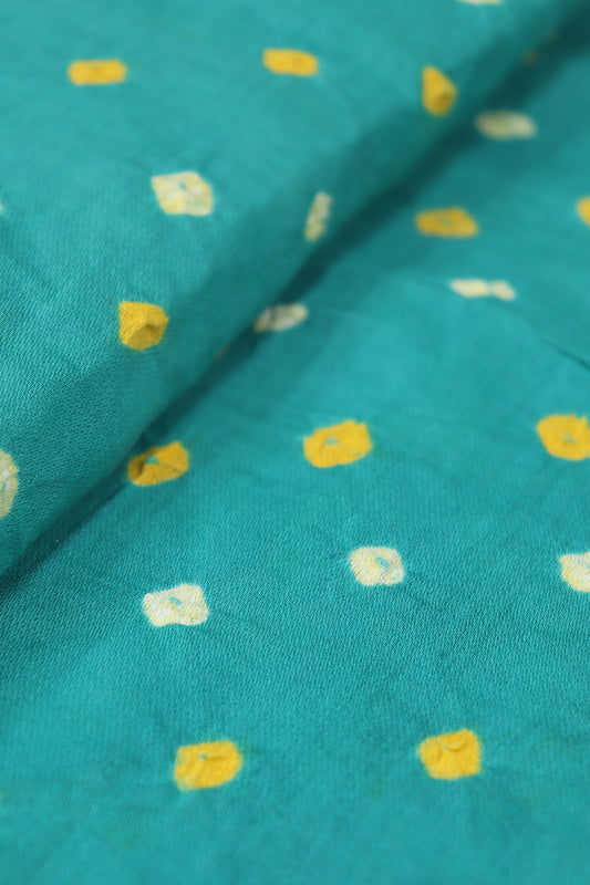 Stunning Blue Bandhani Cotton Silk Fabric - 1.4 Mtr Length - Luxurion World