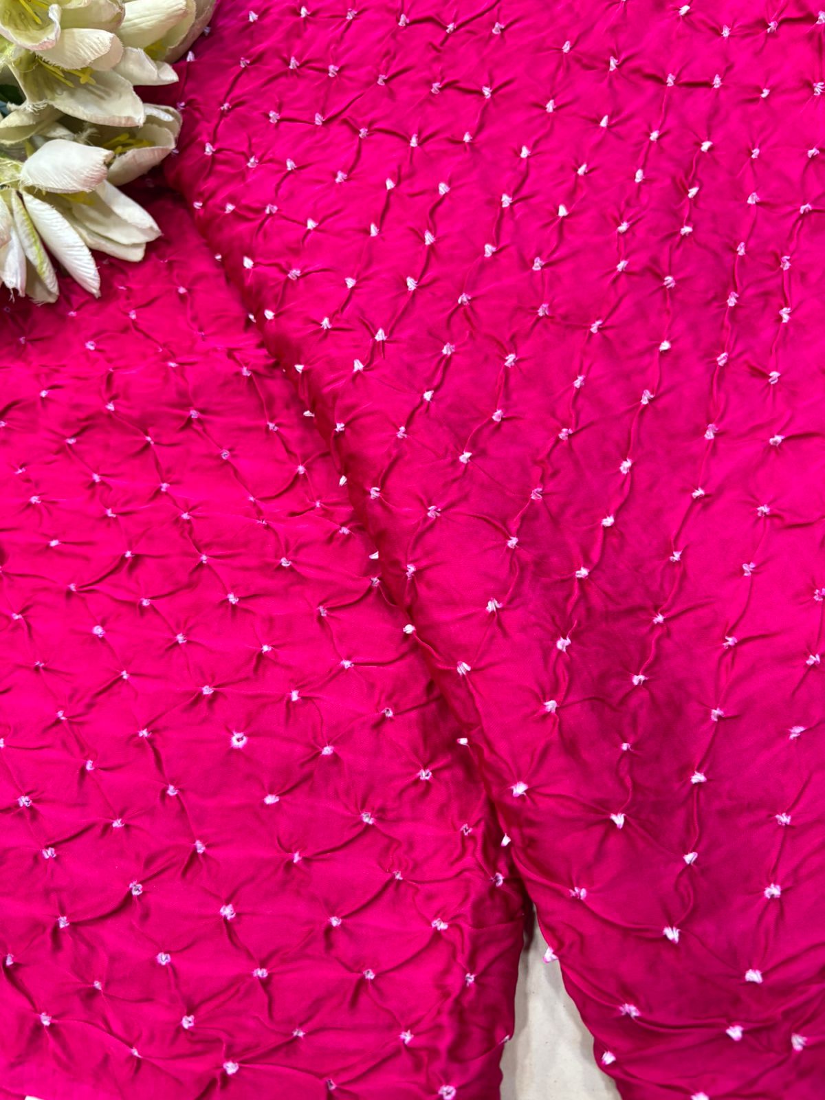 Pretty in Pink: Bandhani Modal Silk Fabric ( 2.5 Mtr ) - Luxurion World