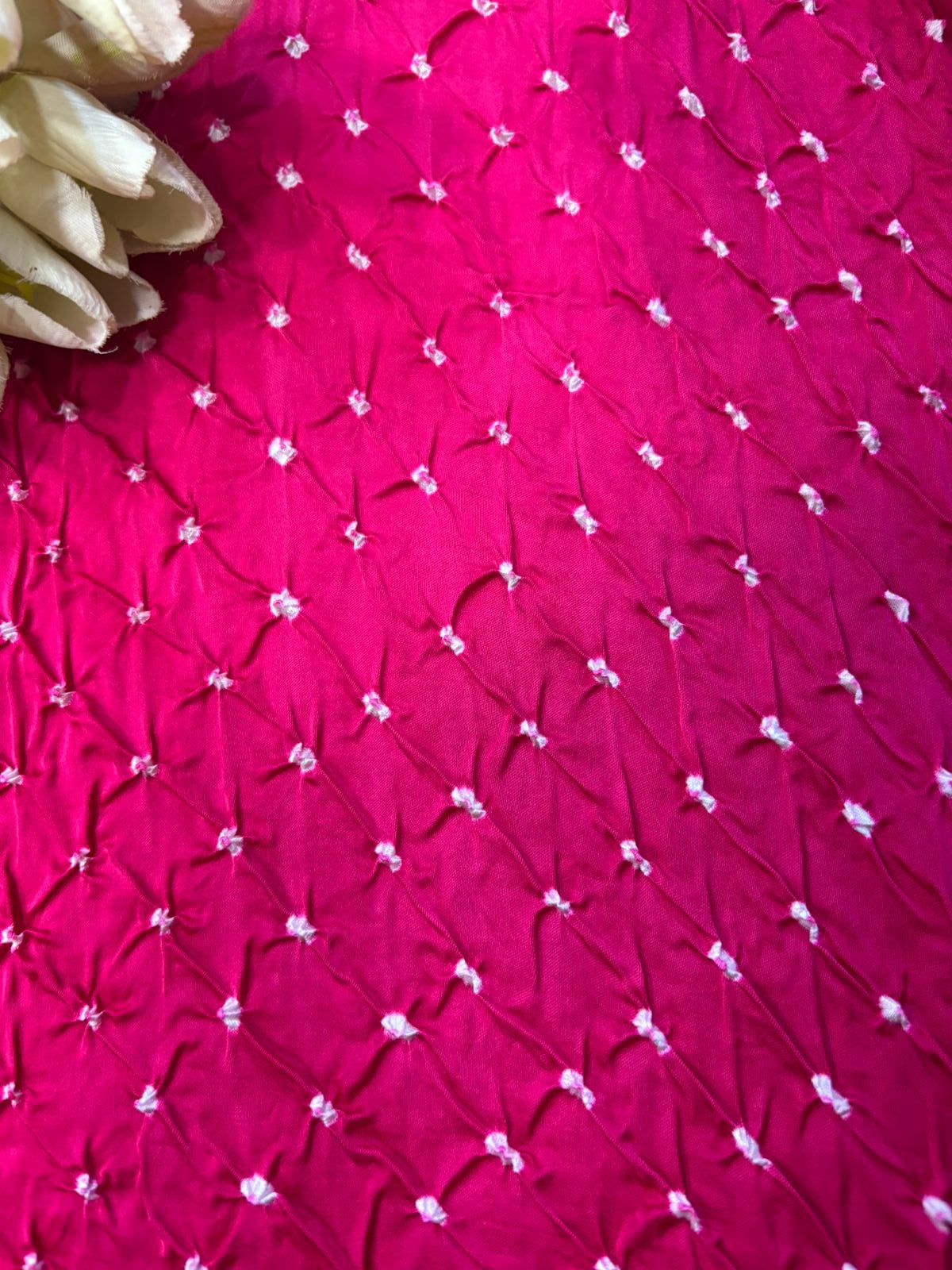 Pretty in Pink: Bandhani Modal Silk Fabric ( 2.5 Mtr ) - Luxurion World