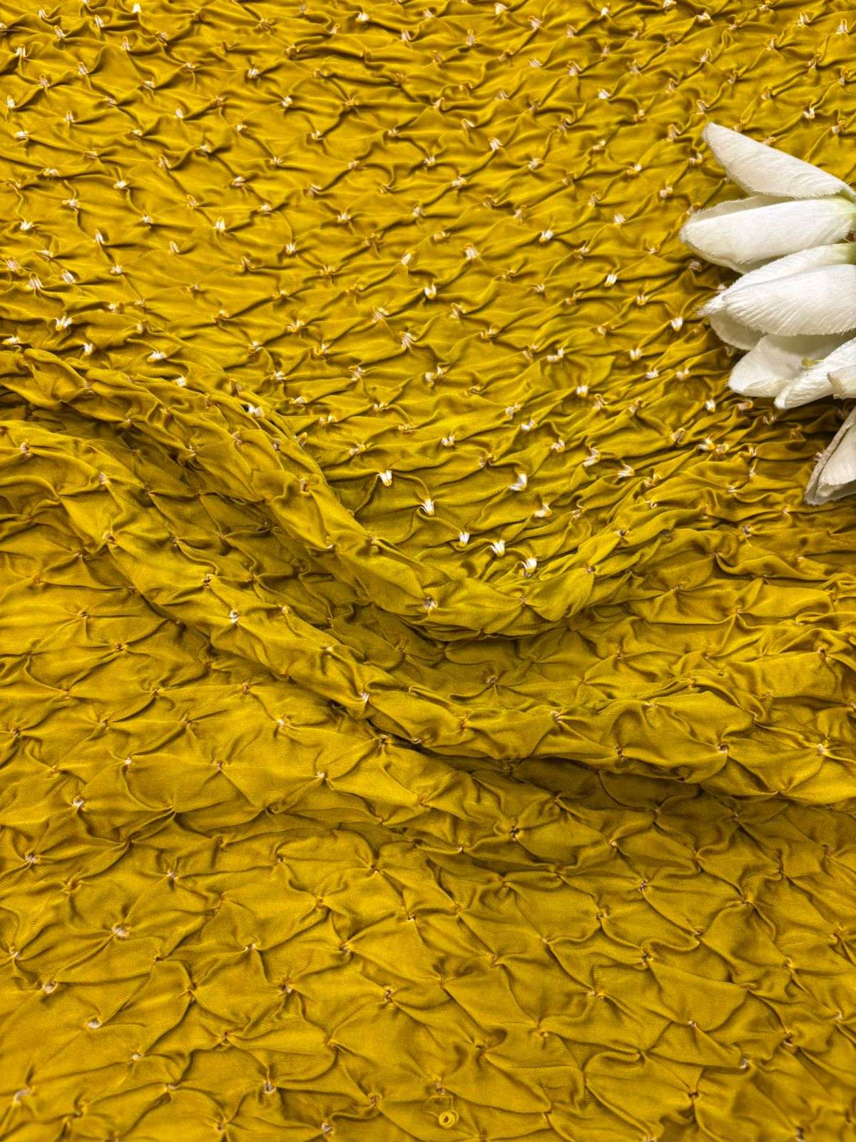 Yellow Bandhani Modal Silk Fabric - ( 2.5 Mtr ) - Luxurion World
