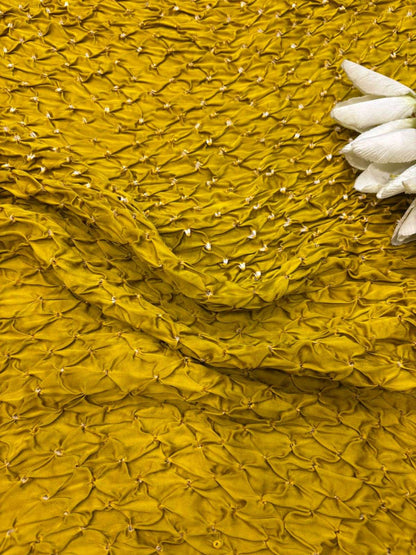 Yellow Bandhani Modal Silk Fabric - ( 2.5 Mtr ) - Luxurion World