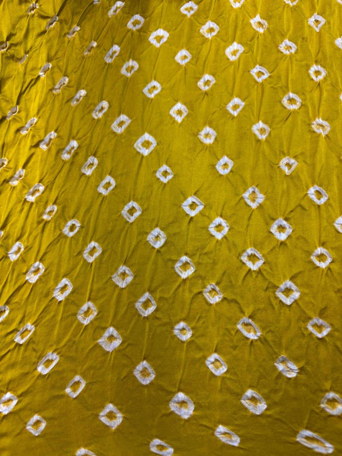 Yellow Bandhani Modal Silk Fabric - ( 2.5 Mtr ) - Luxurion World