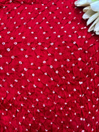 Vibrant Red Bandhani Silk Fabric - ( 2.5 Mtr ) - Luxurion World