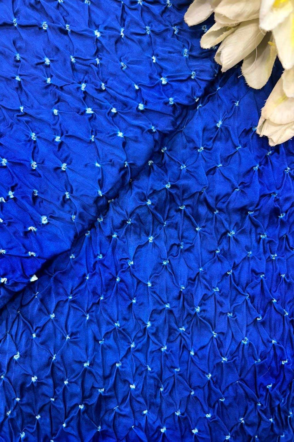 Blue Bandhani Modal Silk Fabric - Luxurious and Elegant ( 2.5 Mtr ) - Luxurion World