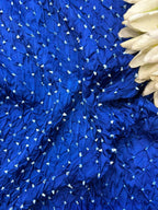 Blue Bandhani Modal Silk Fabric - Luxurious and Elegant ( 2.5 Mtr ) - Luxurion World