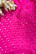 Pink Bandhani Modal Silk Fabric Handcrafted Festive ( 2.5 Mtr )