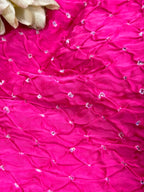 Pink Bandhani Modal Silk Fabric Handcrafted Festive ( 2.5 Mtr )