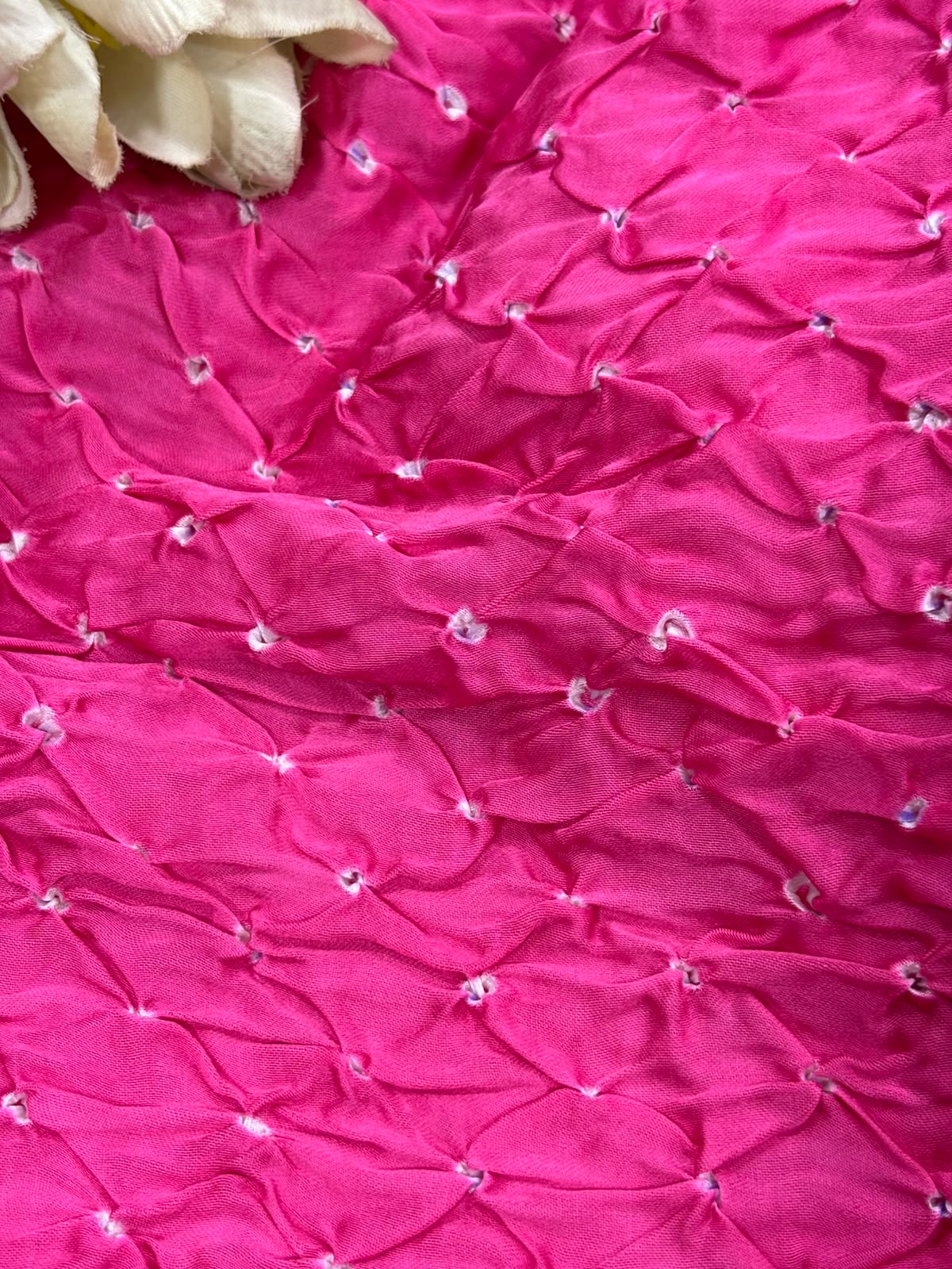 Pink Bandhani Modal Silk Fabric Handcrafted Festive ( 2.5 Mtr )