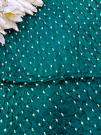 Green Bandhani Modal Silk Fabric Handcrafted Festive ( 2.5 Mtr )