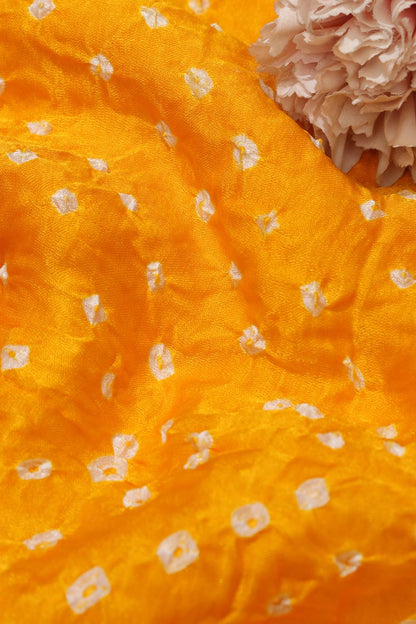 Yellow Bandhani Gajji Silk: Vibrant and Luxurious Fabric ( 1 Mtr ) - Luxurion World