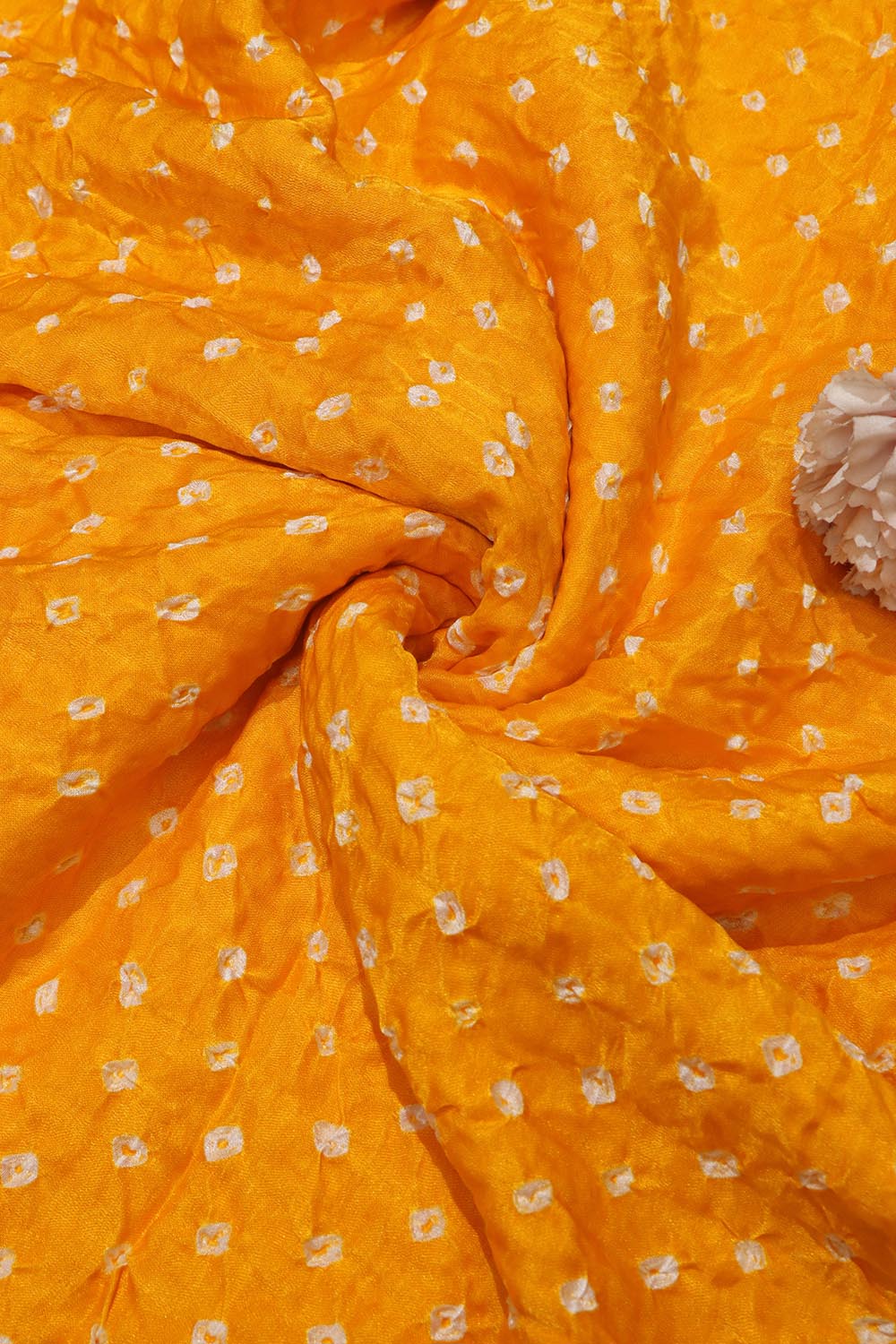 Yellow Bandhani Gajji Silk: Vibrant and Luxurious Fabric ( 1 Mtr ) - Luxurion World