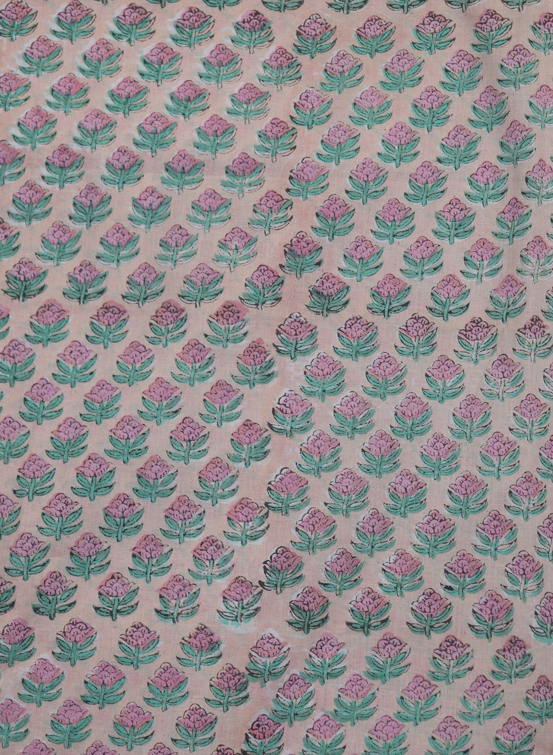 Soft Pastel Block Print Cotton Fabric - 1 Meter Length - Luxurion World