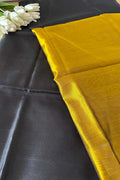 Black And Golden Pure Chanderi Silk Handloom Kurti Fabric - Luxurion World