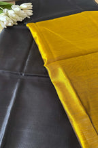 Black And Golden Pure Chanderi Silk Handloom Kurti Fabric - Luxurion World