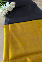 Black And Golden Pure Chanderi Silk Handloom Kurti Fabric - Luxurion World