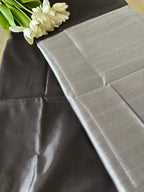 Black And Silver Pure Chanderi Silk Handloom Kurti Fabric - Luxurion World