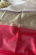 Pastel And Red Pure Chanderi Silk Handloom Kurti Fabric - Luxurion World