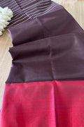 Brown And Red Pure Chanderi Silk Handloom Kurti Fabric - Luxurion World