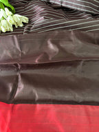 Brown And Red Pure Chanderi Silk Handloom Kurti Fabric - Luxurion World