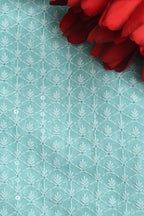 Blue Chikankari Embroidered Georgette Fabric ( 1 Mtr ) - Luxurion World