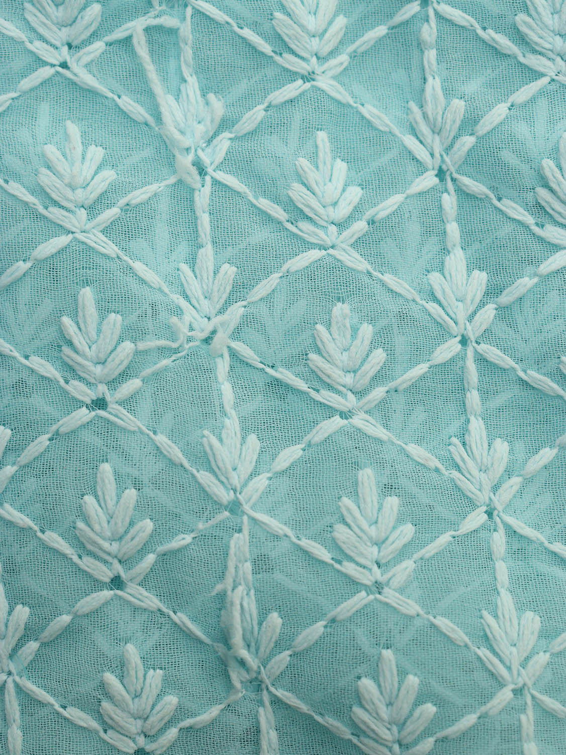 Blue Chikankari Embroidered Georgette Fabric ( 1 Mtr ) - Luxurion World