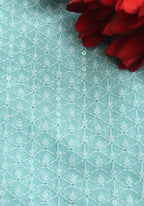 Blue Chikankari Embroidered Georgette Fabric ( 1 Mtr ) - Luxurion World