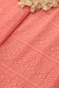 Peach Chikankari Embroidered Georgette Fabric ( 1 Mtr ) - Luxurion World