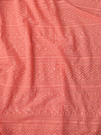 Peach Chikankari Embroidered Georgette Fabric ( 1 Mtr ) - Luxurion World
