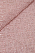 Stunning Pink Chikankari Georgette Fabric with Sequin Embroidery (2.5 Mtr) - Luxurion World